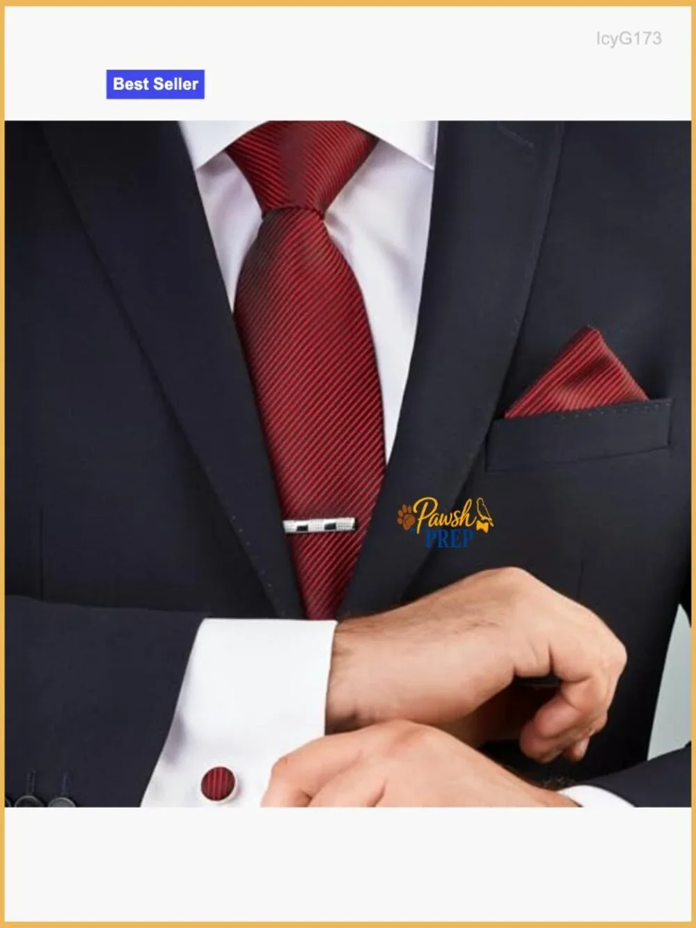 Premium Men's Tie Set with Pocket Squares, Cufflinks & Tie Clips